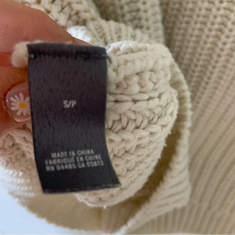 AERIE Women's Cable Knit Cozy Sweater Cream Size Small
